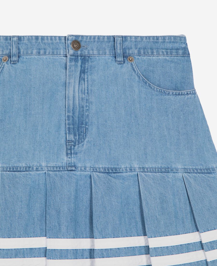 The Kooples WOMEN BABY BLUE short pleated denim skirt