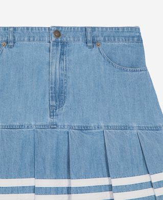 The Kooples WOMEN BABY BLUE short pleated denim skirt