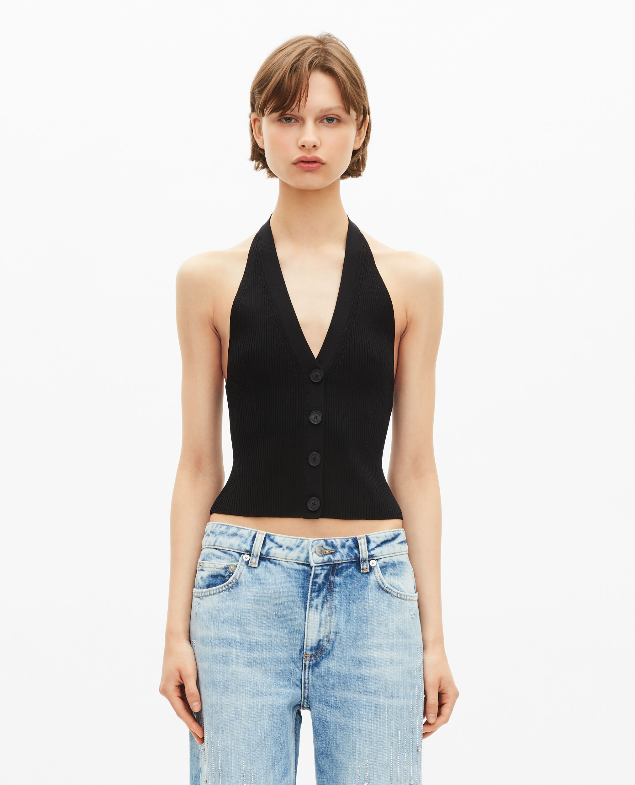 Top en maille noir, BLACK, hi-res image number null