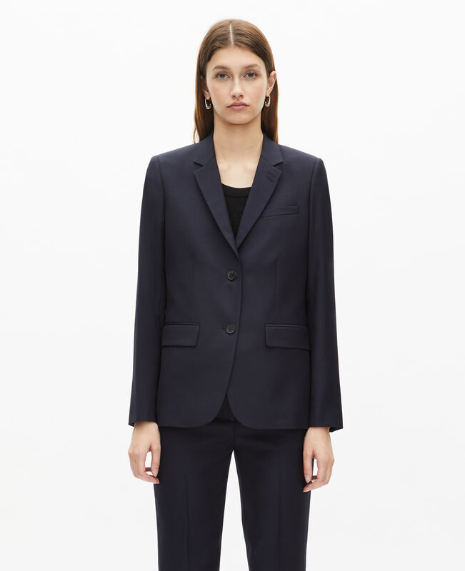 The Kooples FEMME NAVY veste tailleur en laine coupe cintrée bleu marine