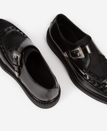 The Kooples FEMME BLACK derbies en cuir et effet poulain noir