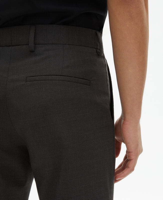 The Kooples HOMME BLACK GREY pantalon de costume en laine mélangée micro carreaux noir