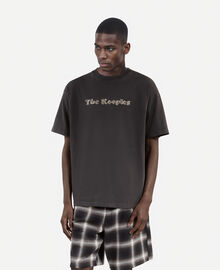 The Kooples HOMME BLACK WASHED t-shirt avec logo délavé noir