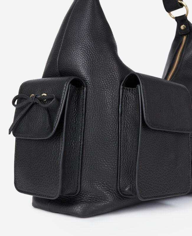 The Kooples FEMME BLACK sac amelia xl en cuir noir