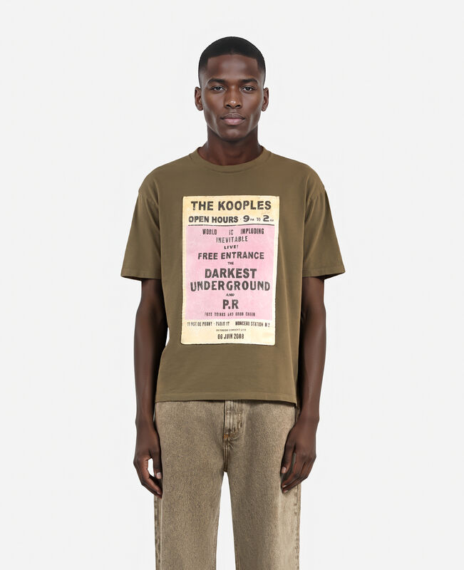 The Kooples HOMME OLIVE KAKI t-shirt avec sérigraphie kaki