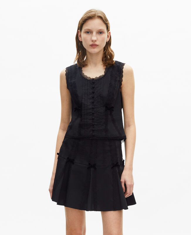 The Kooples FEMME BLACK top avec dentelle noir