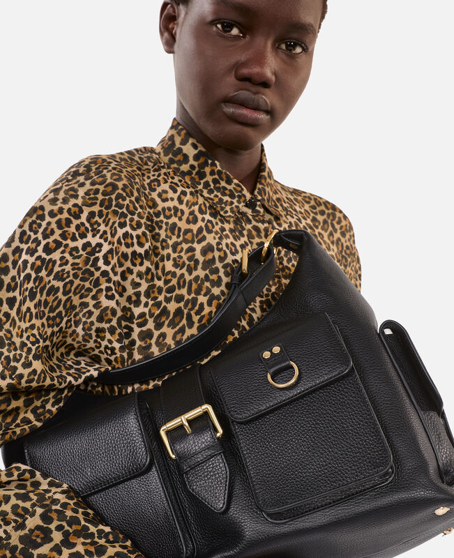The Kooples FEMME BLACK sac amelia xl en cuir noir