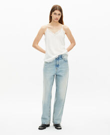 The Kooples FEMME ECRU caraco en soie et dentelle écru