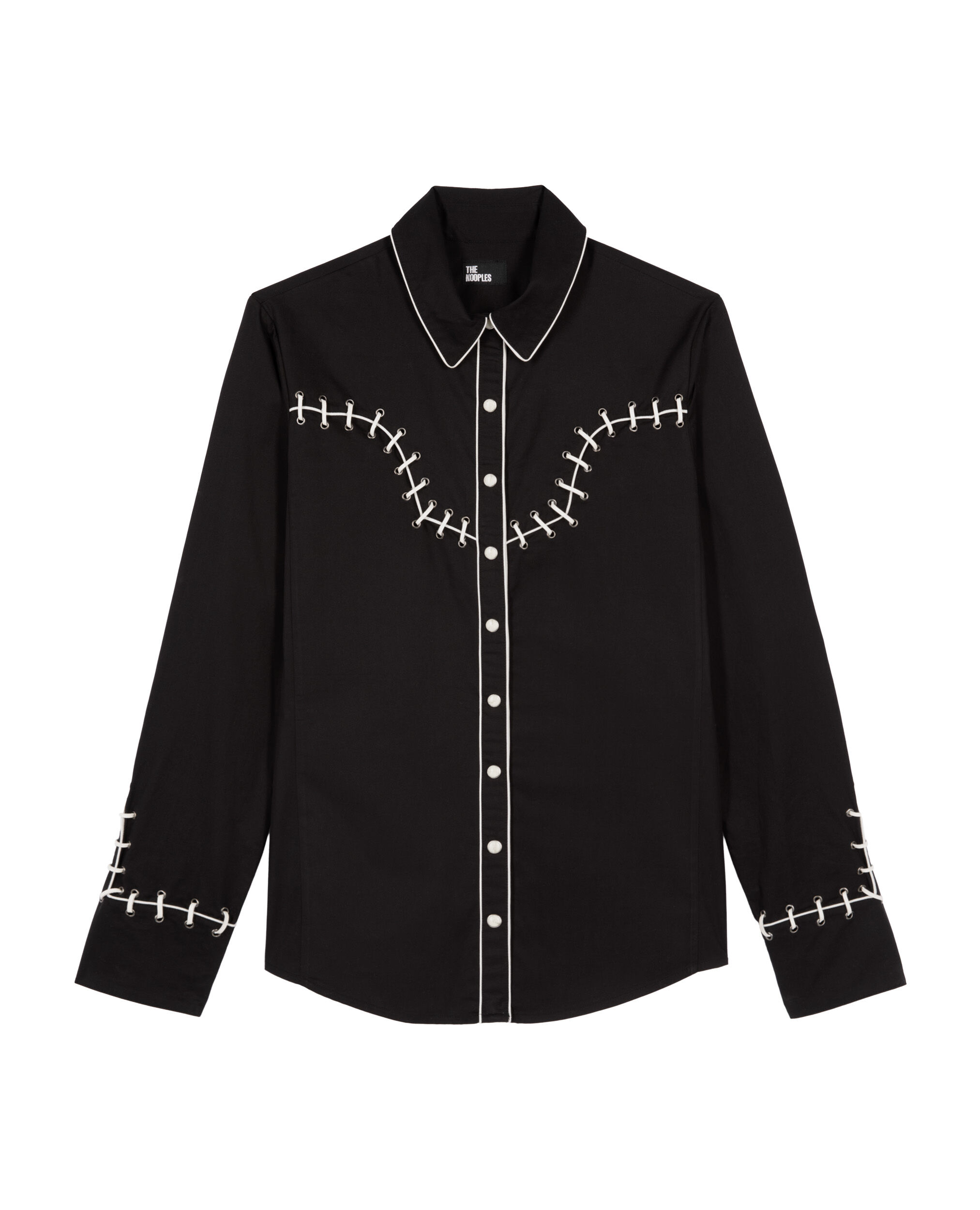 Chemise style western avec broderies noire, BLACK, hi-res image number null