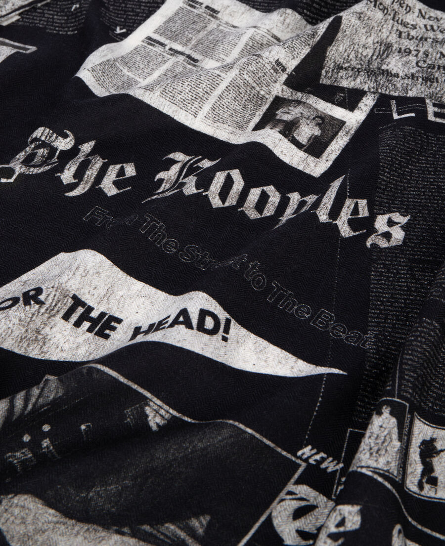 The Kooples FEMME BLACK WHITE foulard imprimé en laine et soie