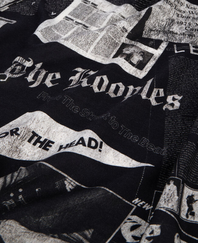 The Kooples FEMME BLACK WHITE foulard imprimé en laine et soie