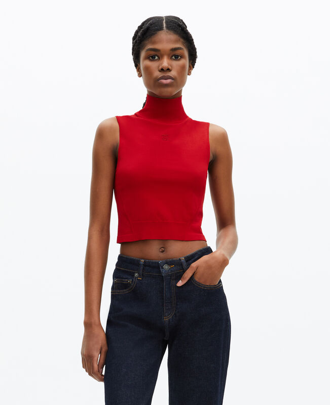The Kooples FEMME RED top en maille rouge