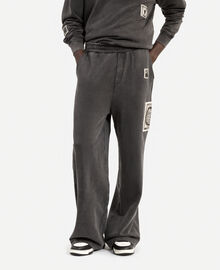 The Kooples HOMME BLACK WASHED bas de jogging droit avec patchs noir