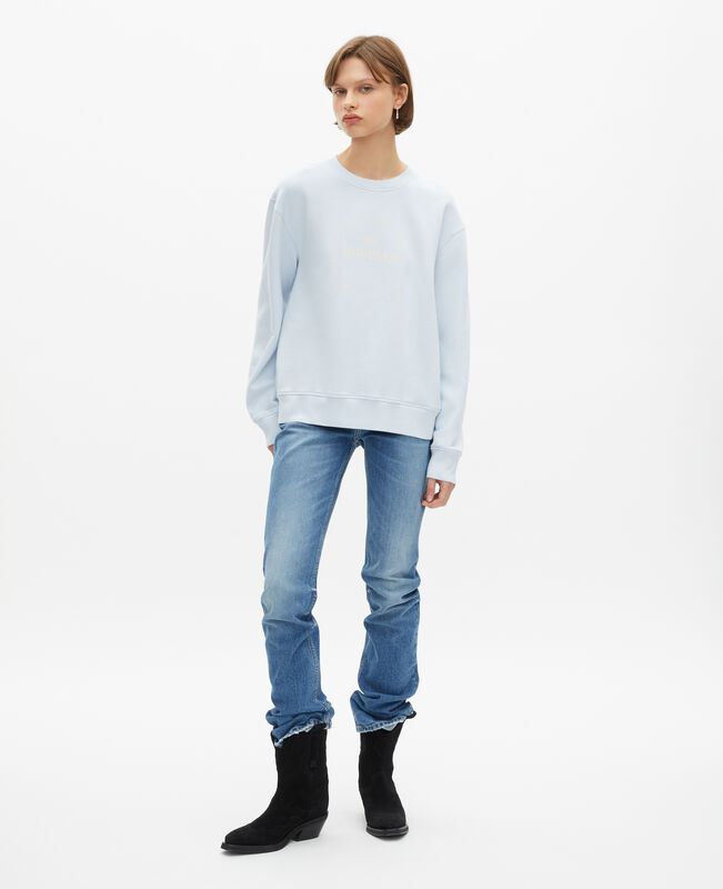 The Kooples FEMME LIGHT BLUE sweathshirt avec sérigraphie bleu clair