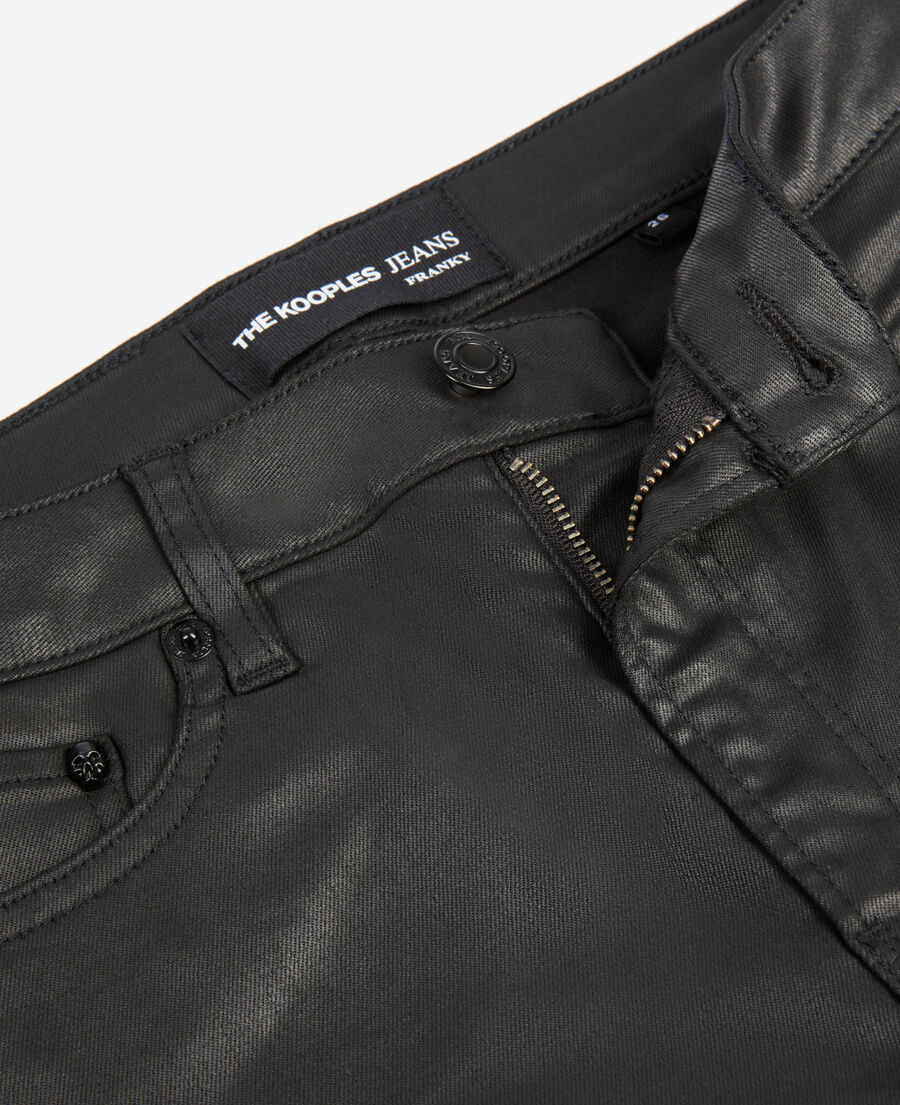 The Kooples FEMME BLACK jean slim effet cuir noir