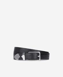The Kooples HOMME BLACK ceinture en cuir effet crocodile noir