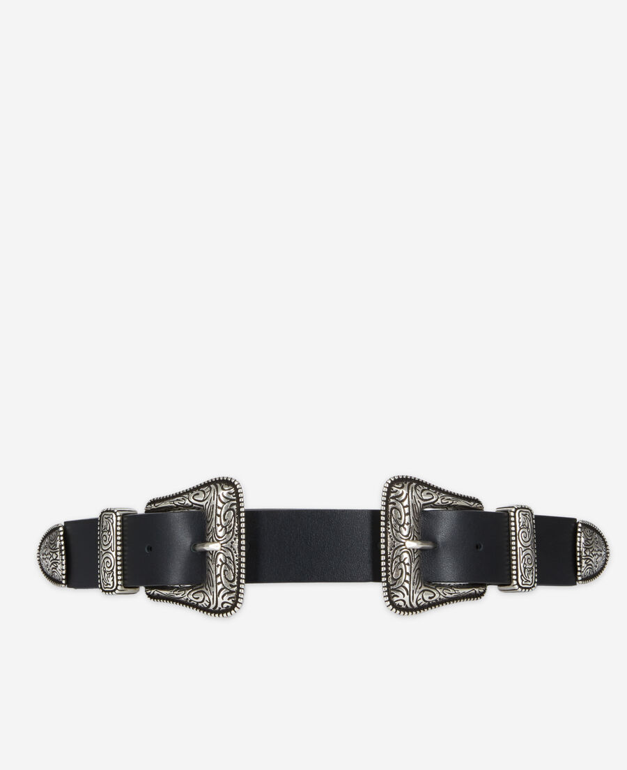 The Kooples FEMME BLACK ceinture large en cuir noire