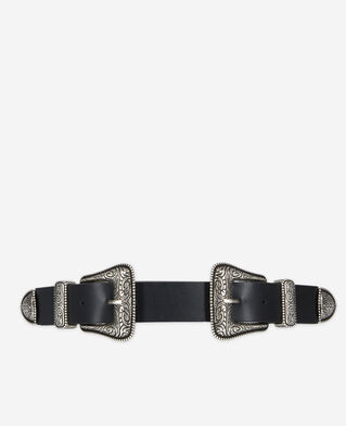 The Kooples FEMME BLACK ceinture large en cuir noire