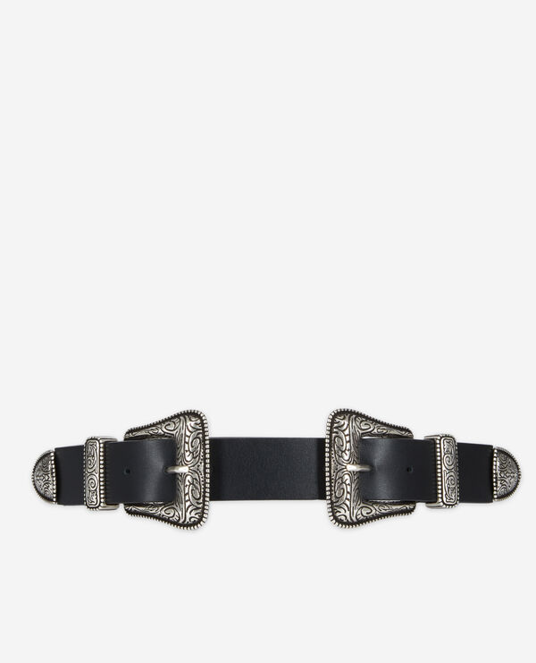 The Kooples FEMME BLACK ceinture large en cuir noire