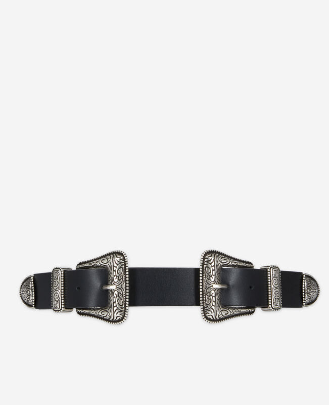 The Kooples FEMME BLACK ceinture large en cuir noire