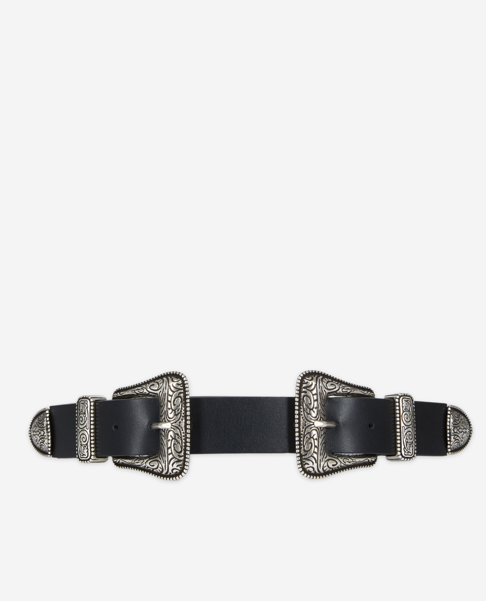 Ceinture large en cuir noire, BLACK, hi-res image number null