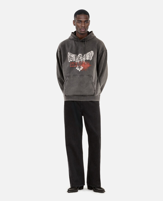 The Kooples HOMME BLACK sweatshirt à capuche et sérigraphie noir 