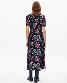 The Kooples FEMME BLACK / PINK robe longue imprimé fleuri noire