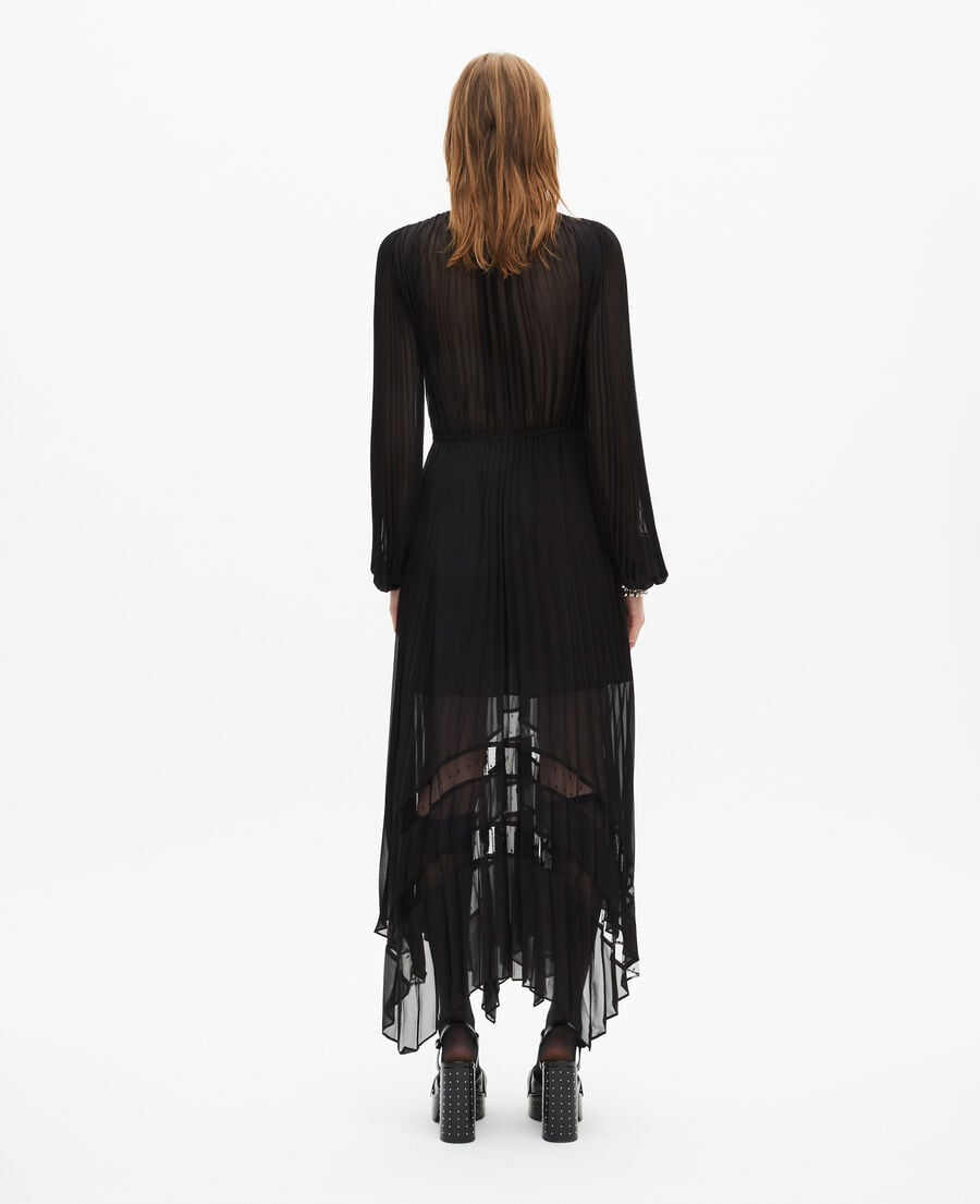 The Kooples WOMEN BLACK long black pleated dress