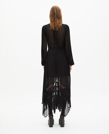 The Kooples FEMME BLACK robe longue plissée avec dentelle noire