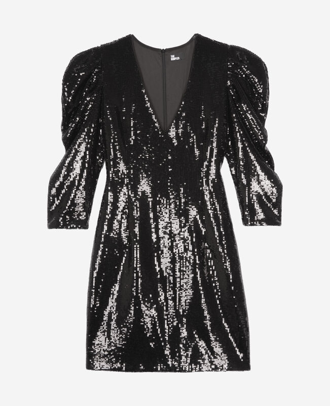 The Kooples FEMME BLACK STONE robe courte à sequins noire