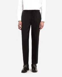 The Kooples HOMME BLACK pantalon droit en laine noir