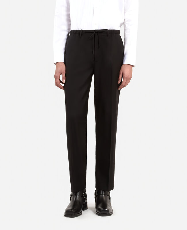 The Kooples HOMME BLACK pantalon droit en laine noir