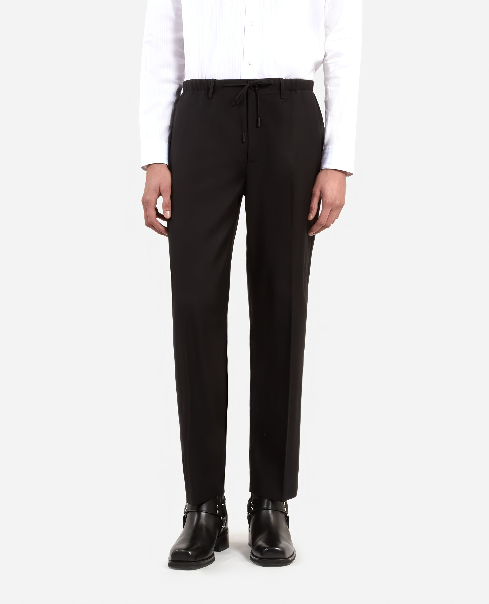 Pantalon droit en laine noir, BLACK, hi-res image number null