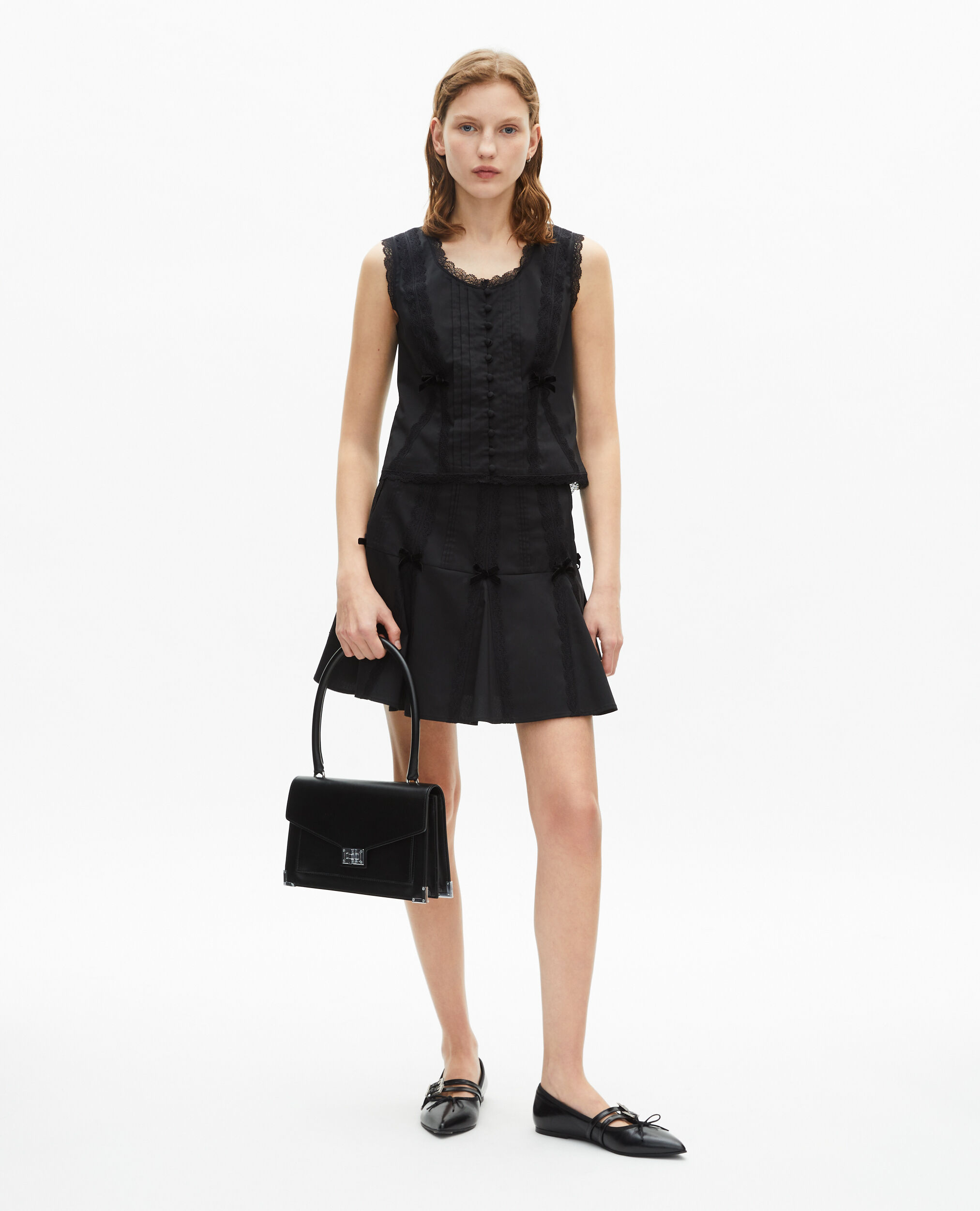 Jupe courte détails nœuds noire, BLACK, hi-res image number null