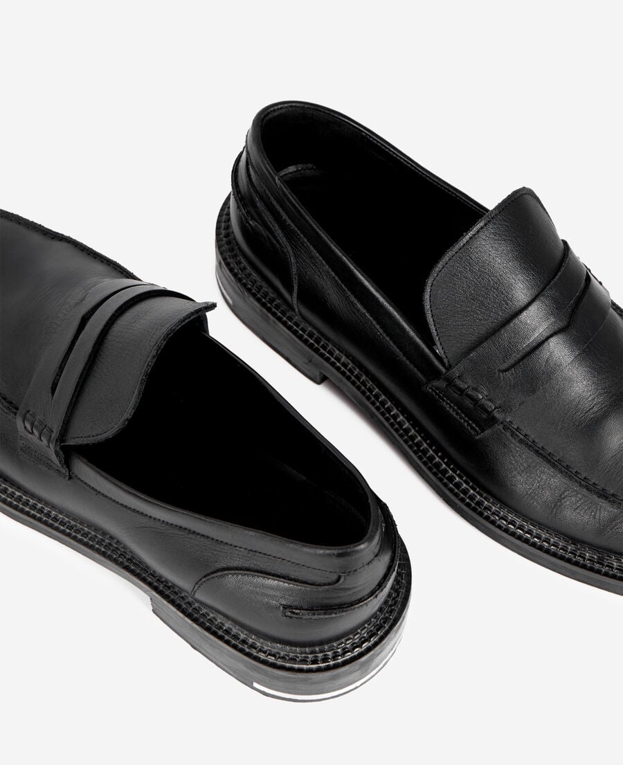 The Kooples HOMME BLACK mocassins penny en cuir noirs