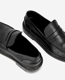 The Kooples HOMME BLACK mocassins penny en cuir noirs