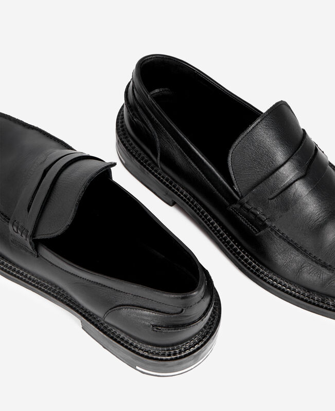 The Kooples HOMME BLACK mocassins penny en cuir noirs