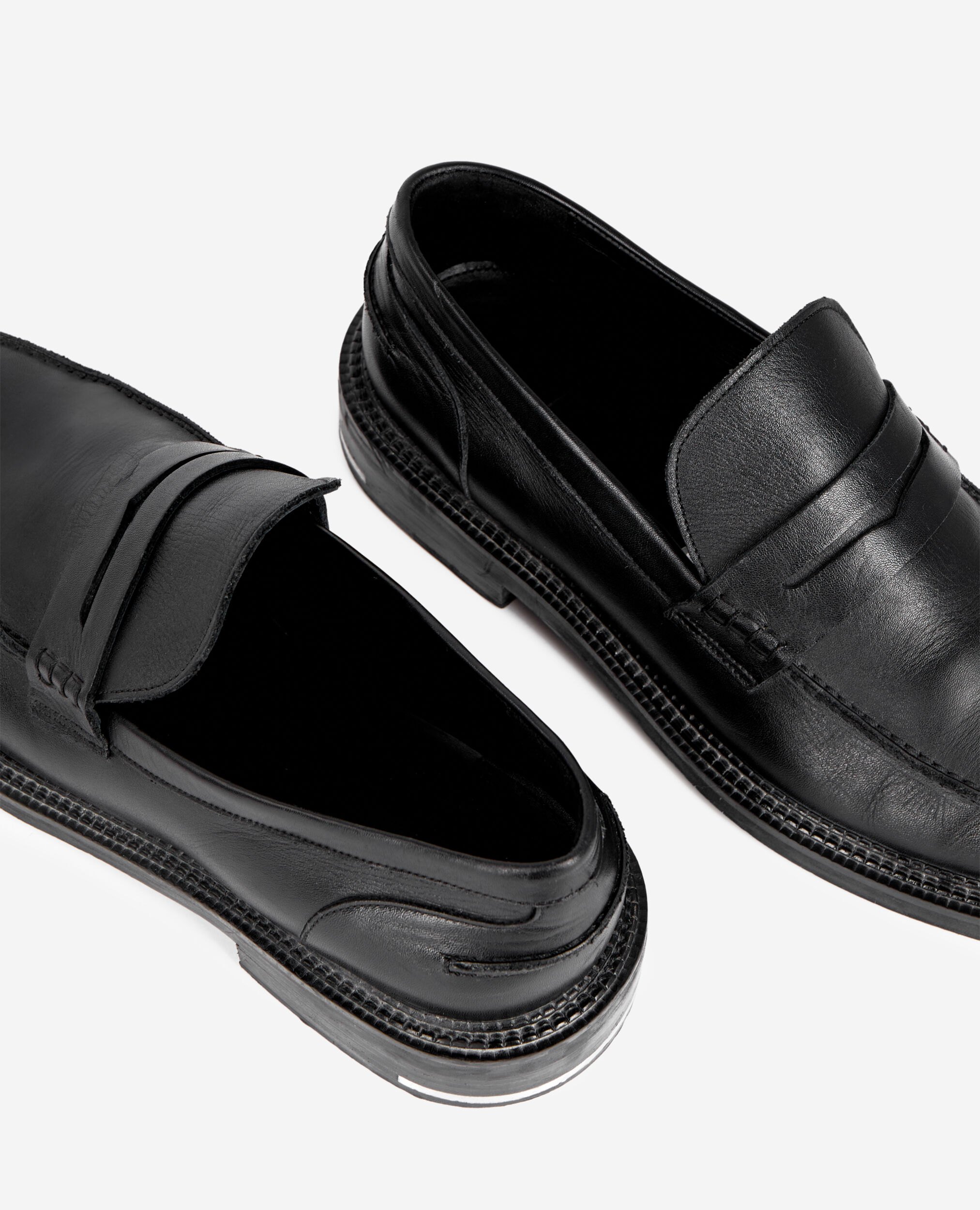 Mocassins Penny en cuir noirs, BLACK, hi-res image number null