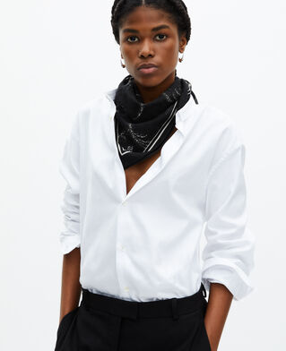 The Kooples DAMEN BLACK WHITE bedrucktes halstuch aus wolle und seide schwarz