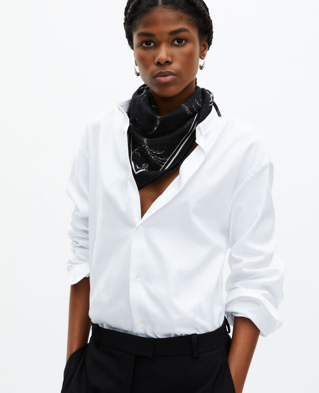 The Kooples FEMME BLACK WHITE foulard imprimé en laine et soie noir