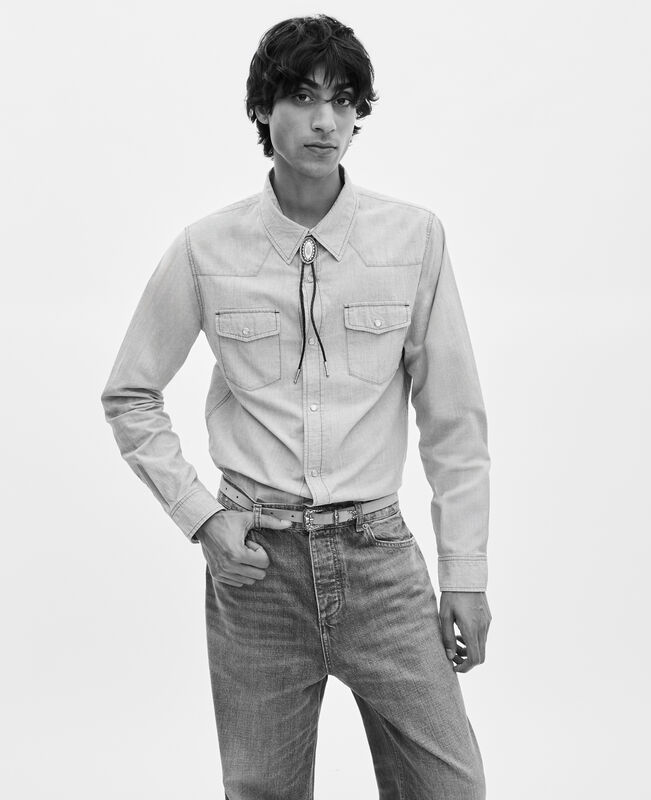 The Kooples HOMME BABY BLUE chemise en denim bleu clair