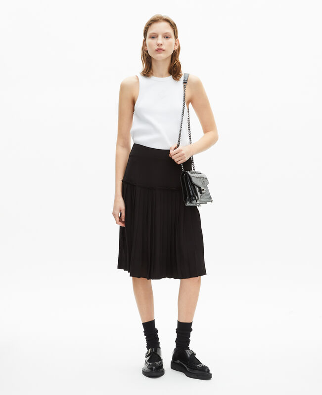 The Kooples FEMME BLACK jupe midi plissée noire
