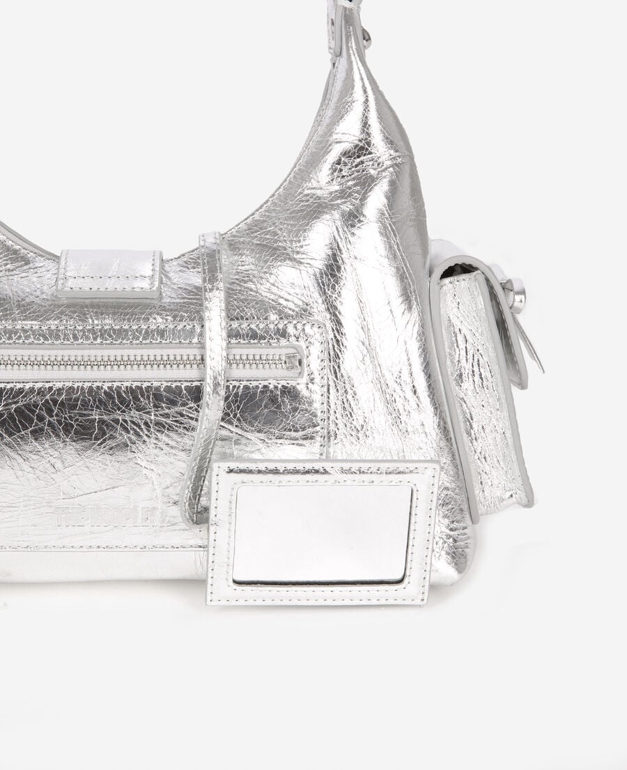 The Kooples DAMEN SILVER amelia tasche aus silbernem leder