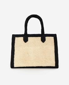 The Kooples FEMME ECRU BLACK sac cabas en raphia écru