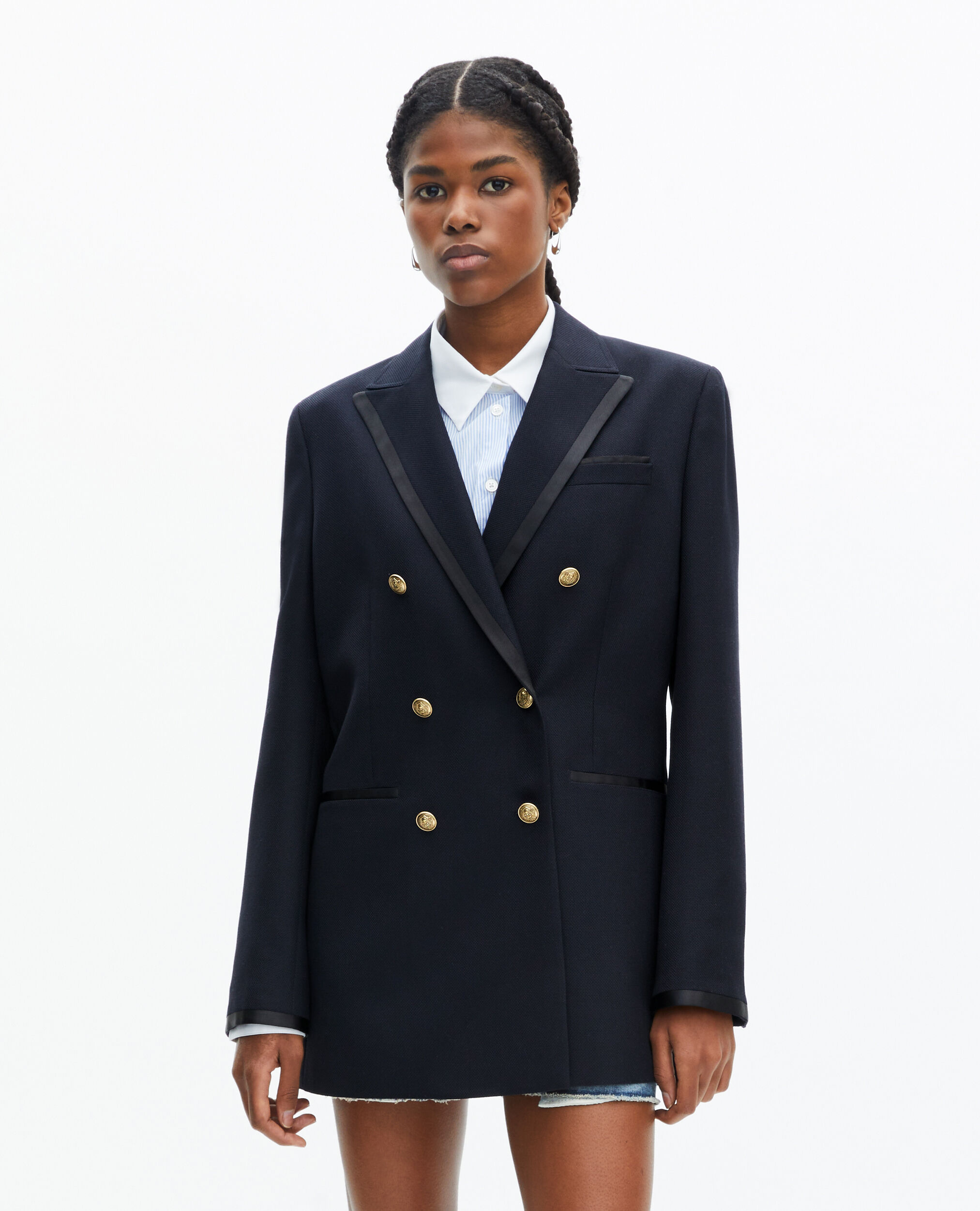 Veste tailleur en laine mélangée bleu marine, DARK NAVY, hi-res image number null