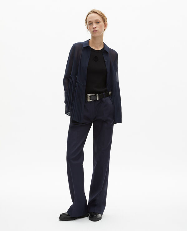 The Kooples FEMME NAVY chemise plissée marine