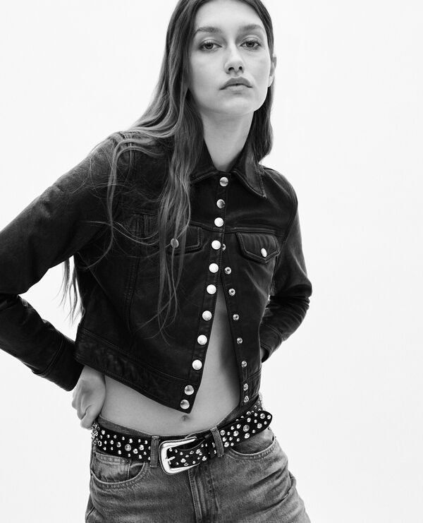The Kooples FEMME BLACK blouson en cuir noir