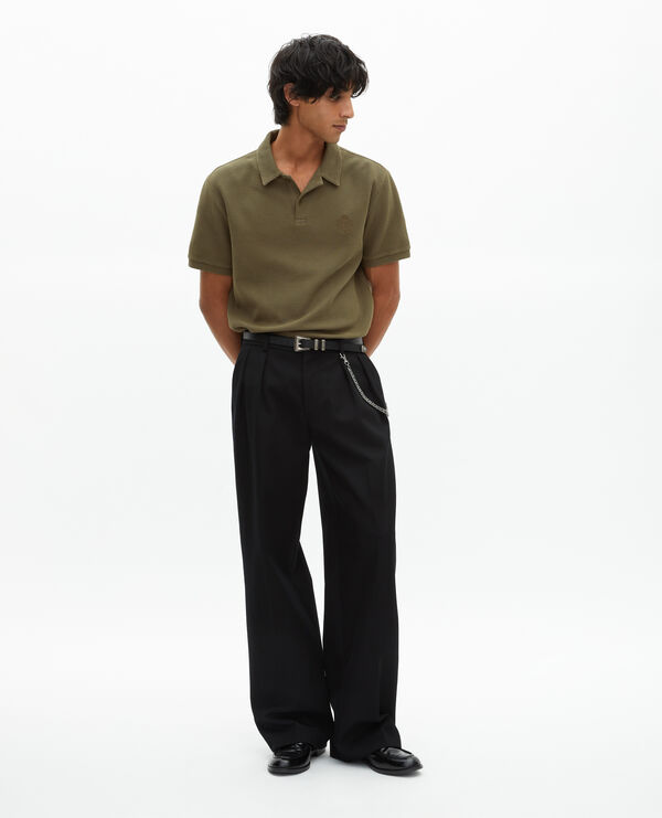 The Kooples HOMME KAKI polo en nid d'abeille avec blason kaki