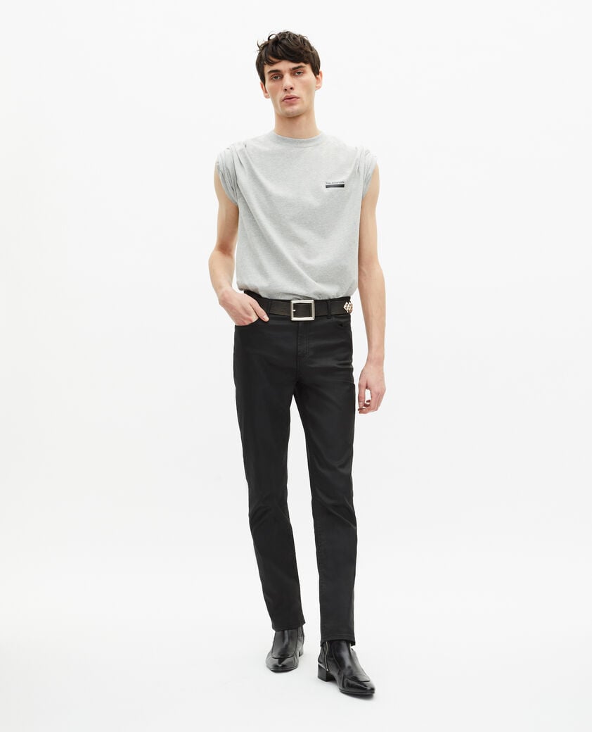 The Kooples HERREN LIGHT GREY MELANGE graues t-shirt mit siebdruck