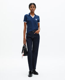 The Kooples FEMME DARK NAVY polo col v bleu